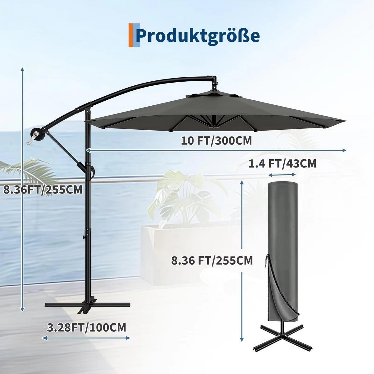 AMPELSCHIRM 300 cm Khaki - Beige, Metall (300/300cm) - Bomclap