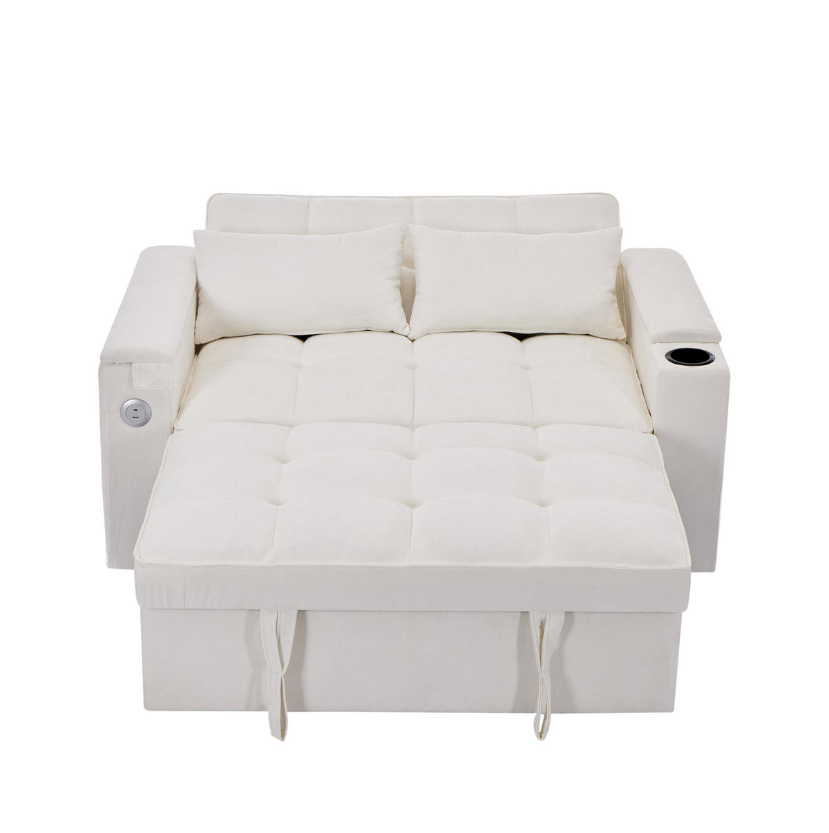ROZKLADACIA pohovka z textilu, 140,5/74/82 cm béžová, s USB a polohovateľnou opierkou - béžová, textil (140.5/82/74cm) - BEAOK