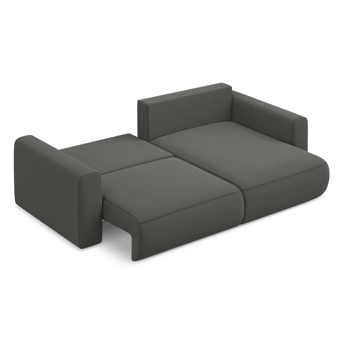 ECKSOFA mit Schlaffunktion Samt Stoff Grau - Dunkelgrau/Schwarz, Kunststoff/Textil (240/149cm) - LaMiaSofa