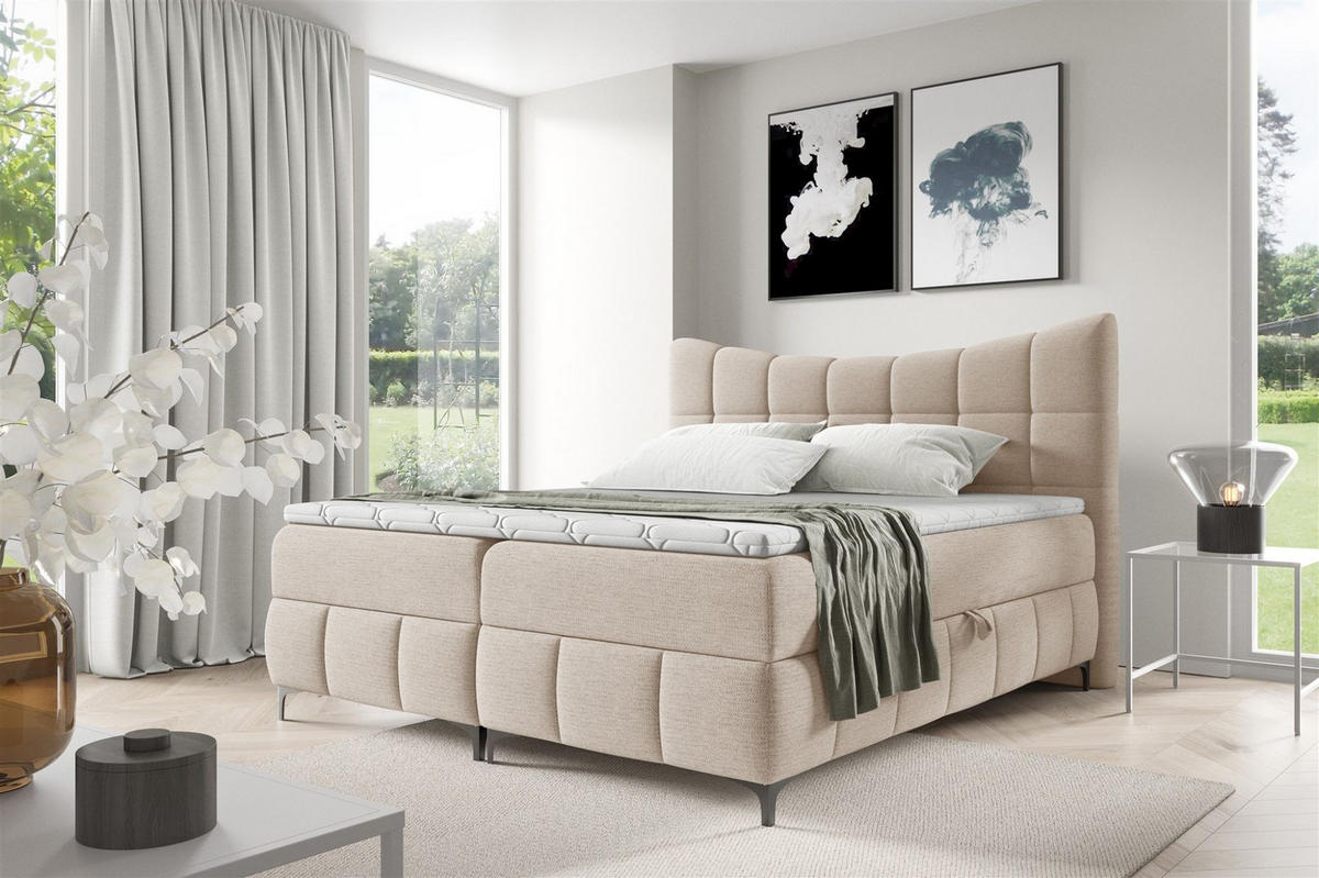 BOXBETT Charles Premi.. In Freya - Braun, Holzwerkstoff/Textil (180/200cm) - Fun Möbel