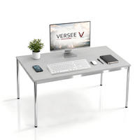 SCHREIBTISCH VST1 120 x 60 cm Lichtgrau – höhenverstellbar - Chromfarben/Grau, Holzwerkstoff (120/60/75.5cm) - Versee