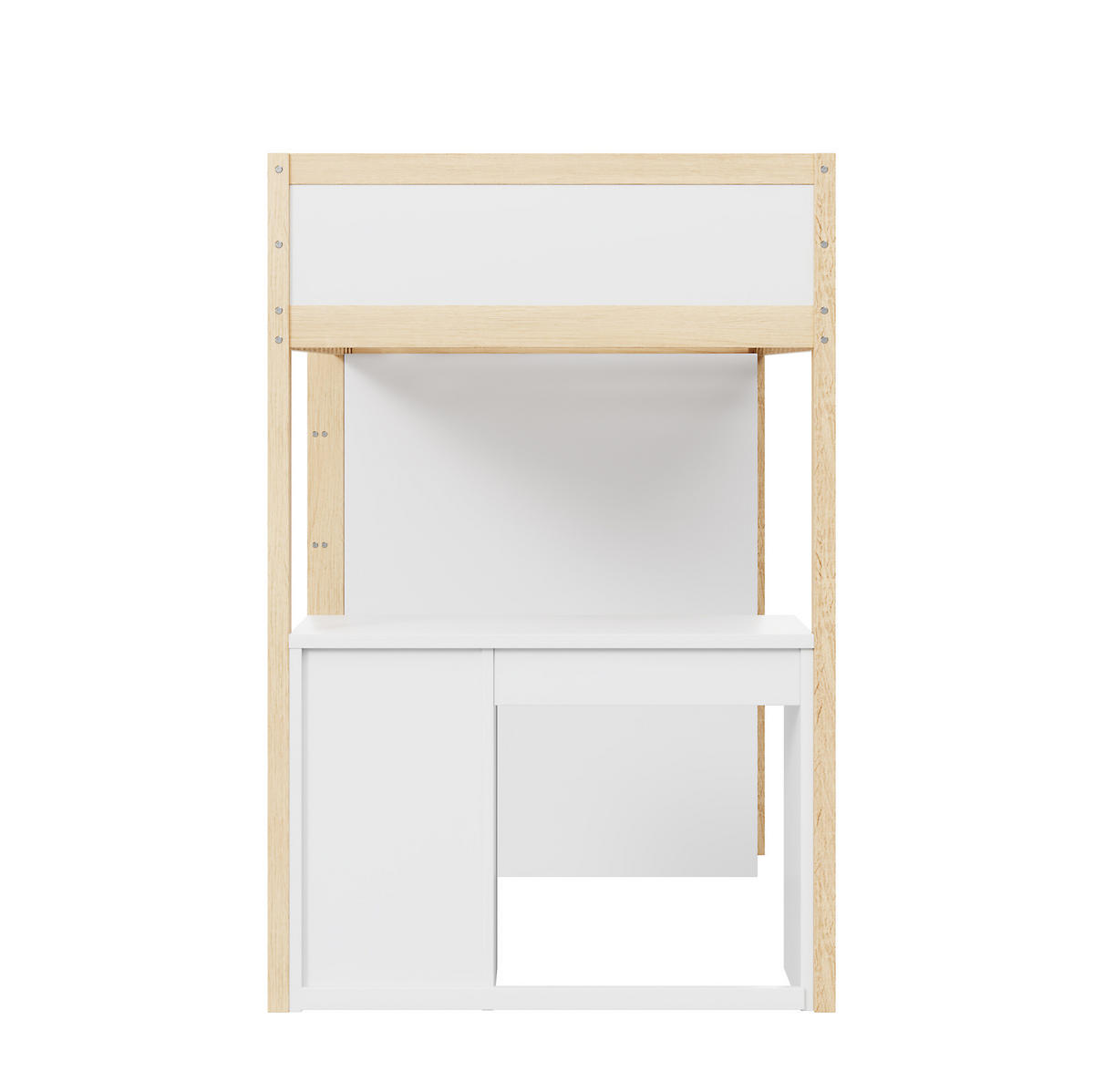 HOCHBETT 90/200 cm aus Kiefernholz – mit Schreibtisch, Stauraum und Leiter - Naturfarben, Holzwerkstoff (90/200cm) - BEAOK