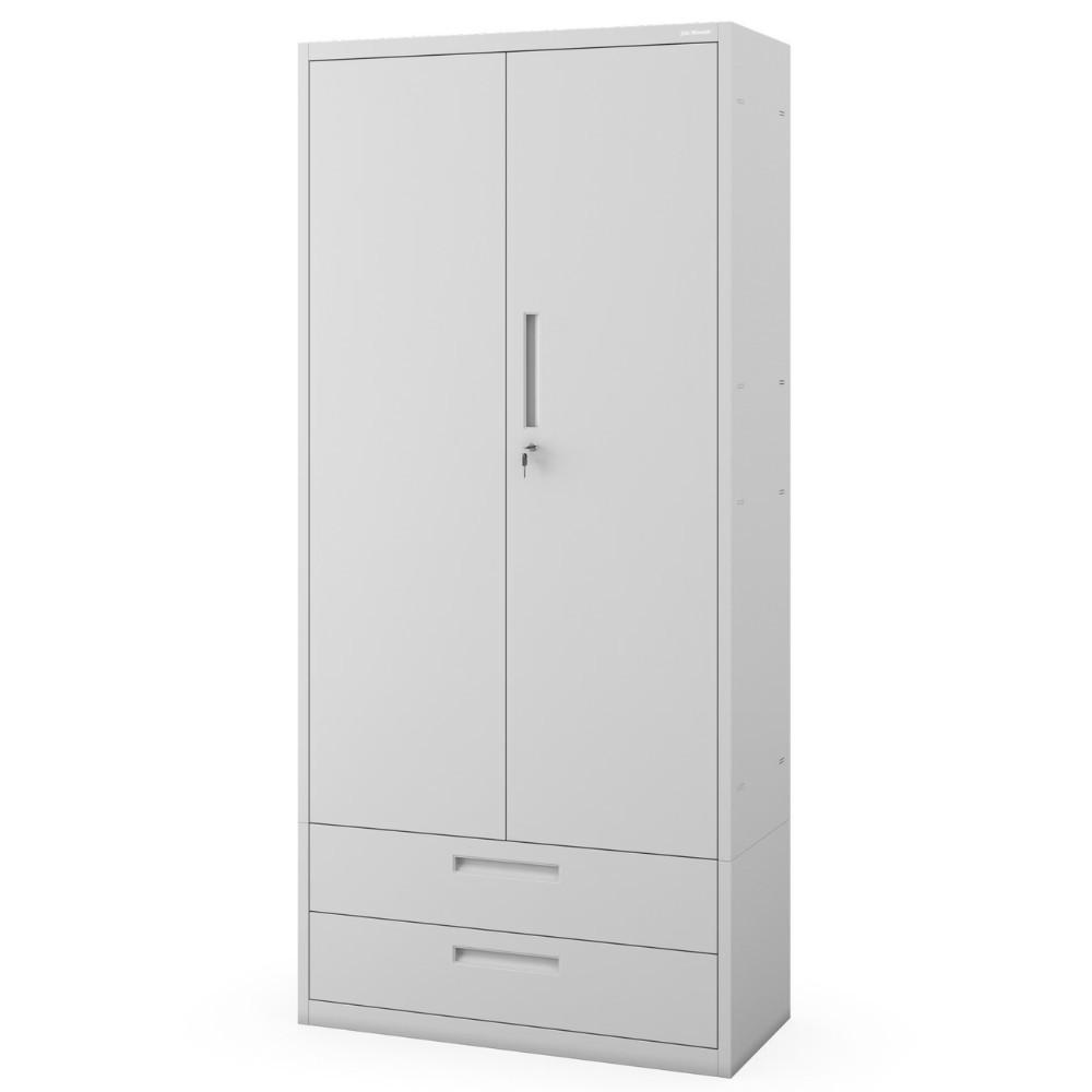 METALLSCHRANK mit Doppel-Schublade RUEL 195x90x40cm Grau - Grau, Metall (90/195/40cm) - DELUKE