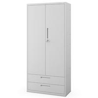 METALLSCHRANK mit Doppel-Schublade RUEL 195x90x40cm Grau - Grau, Metall (90/195/40cm) - DELUKE