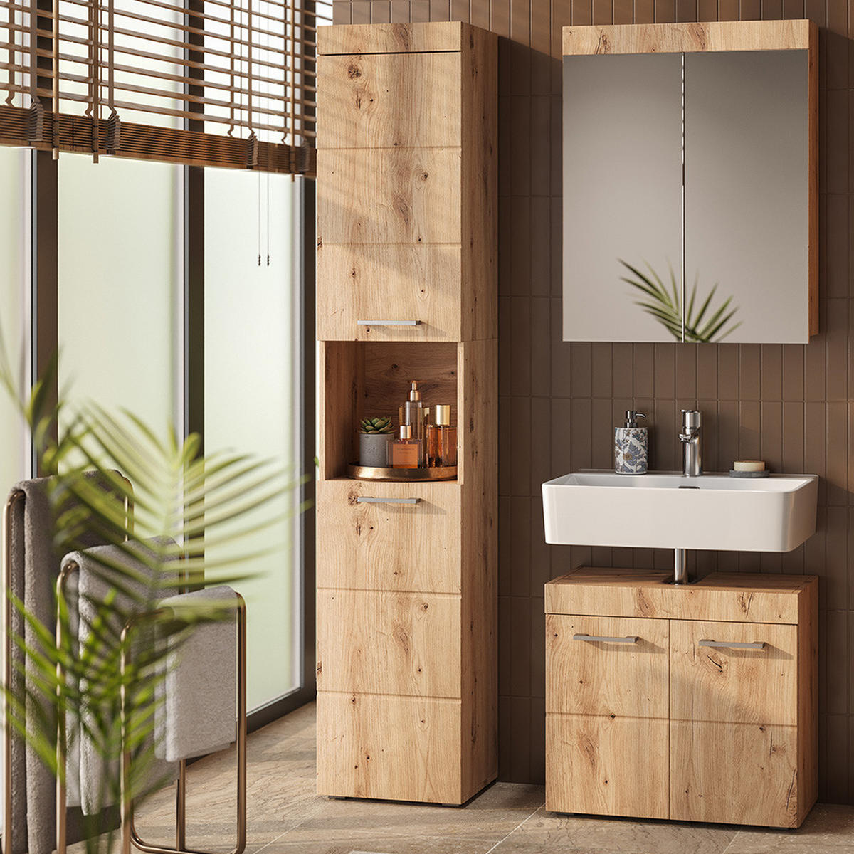 KOUPELNOVÁ SKŘÍŇKA Luna Dub Wotan - dub Wotan, kompozitní dřevo (37/190/32.6cm) - Vicco