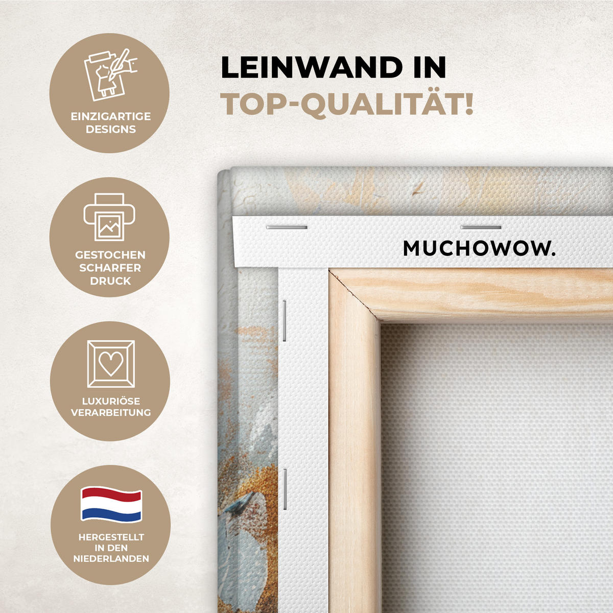 LEINWANDBILD Abstrakt - Kunst - Gold - Blau 20x20 cm - Petrol, Textil (20/20cm) - MuchoWow