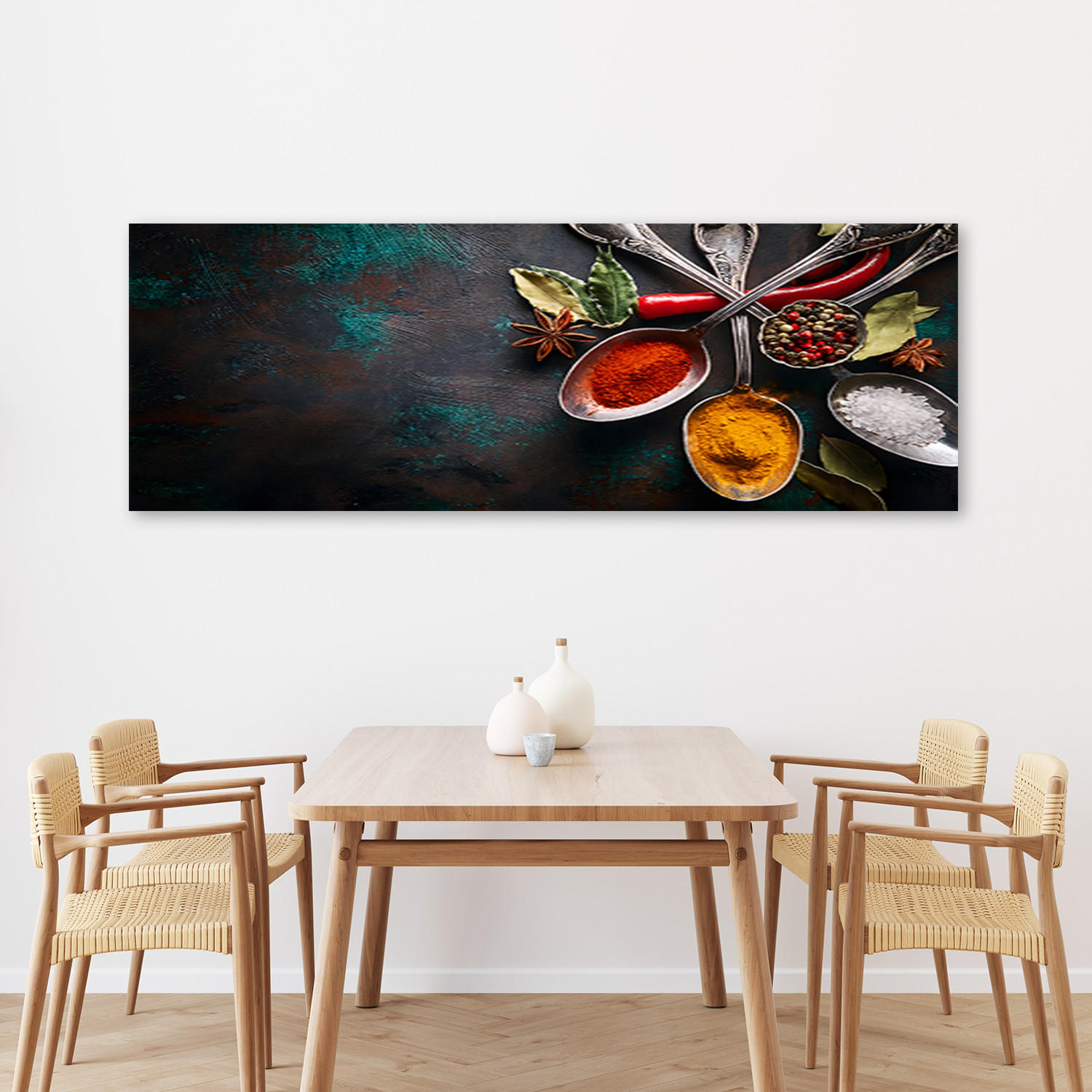 WANDBILD gewürze in der küche - Multicolor, Textil (90/30cm) - Feeby