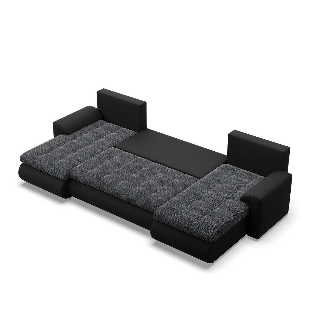 Thumbnail - U-Sofa, Schwarz, Schwarz, Textil, U-Form, 302x89x159 cm, Wohnzimmer, Sofas & Couches, Wohnlandschaften, Wohnlandschaften...