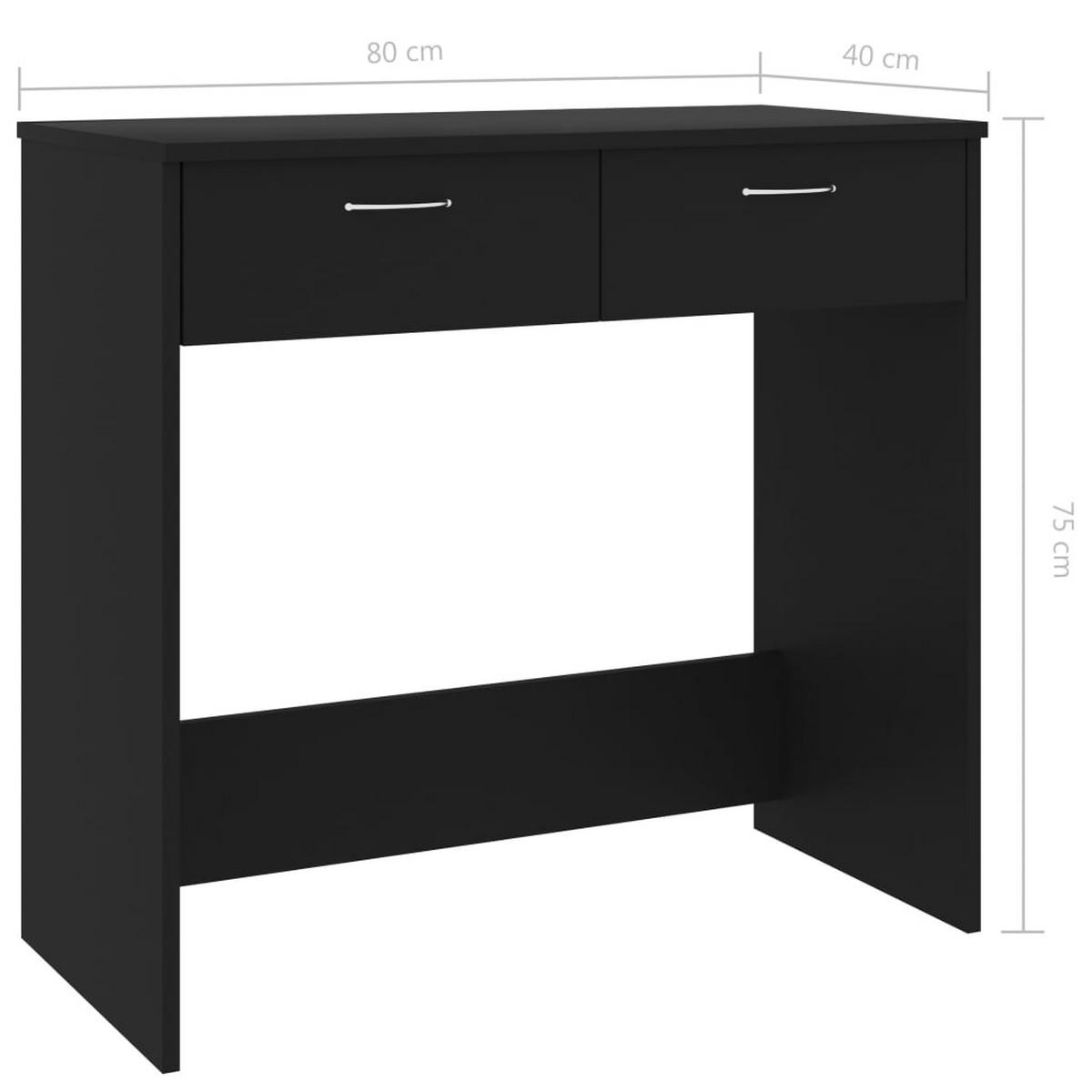 SCHREIBTISCH mit 2 Schubladen 80/40/75 cm aus Holzwerkstoff Schwarz - Schwarz, Holz (40/80/75cm) - vidaXL