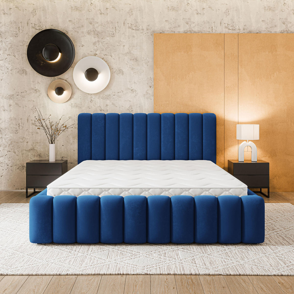 ČALOUNĚNÁ Postel DINESE 160x200 cm Modrá - modrá, kompozitní dřevo/textil (160/200cm) - MASSENO