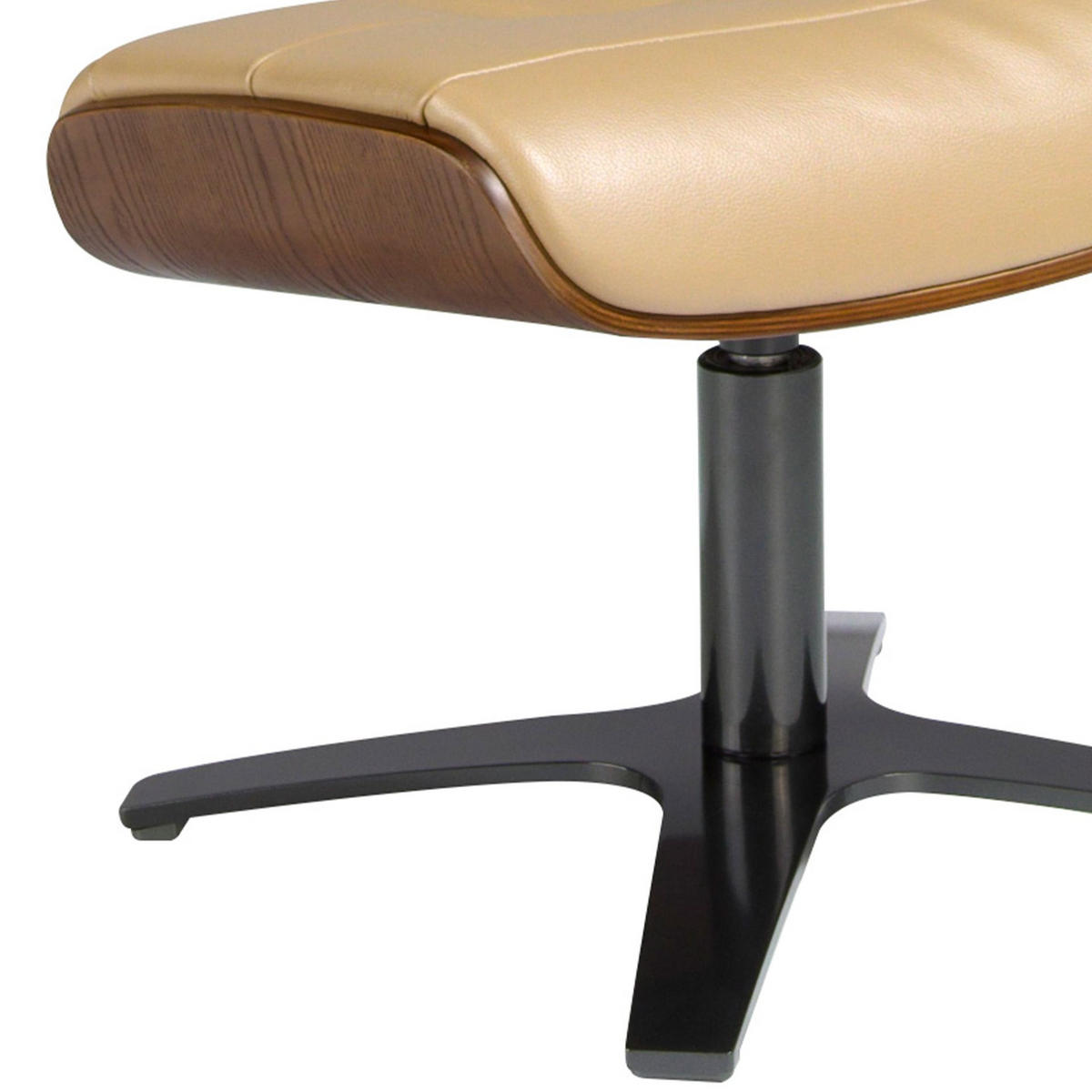 FUSSBANK Hocker aus sandfarbenem Leder 52/42/39 cm - Dunkelgrau/Beige, Leder (52/39/42cm) - ANGEL CERDA