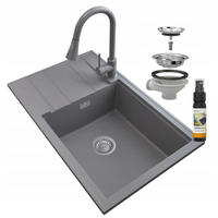 GRANITSPÜLE Louis mit Batterie Siphon - Grau, Kunststoff/Stein (80/50/20cm) - Granitan