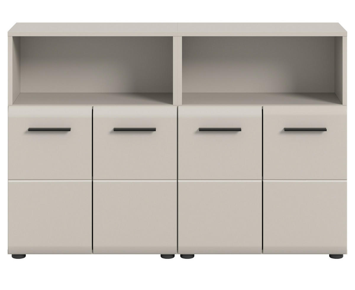 BADKOMMODE Kaschmir 120 x 80 cm, Badezimmer Kommode mit viel Stauraum - Kaschmir/Schwarz, Holzwerkstoff/Kunststoff (120/80/30cm) - Inn.Furn