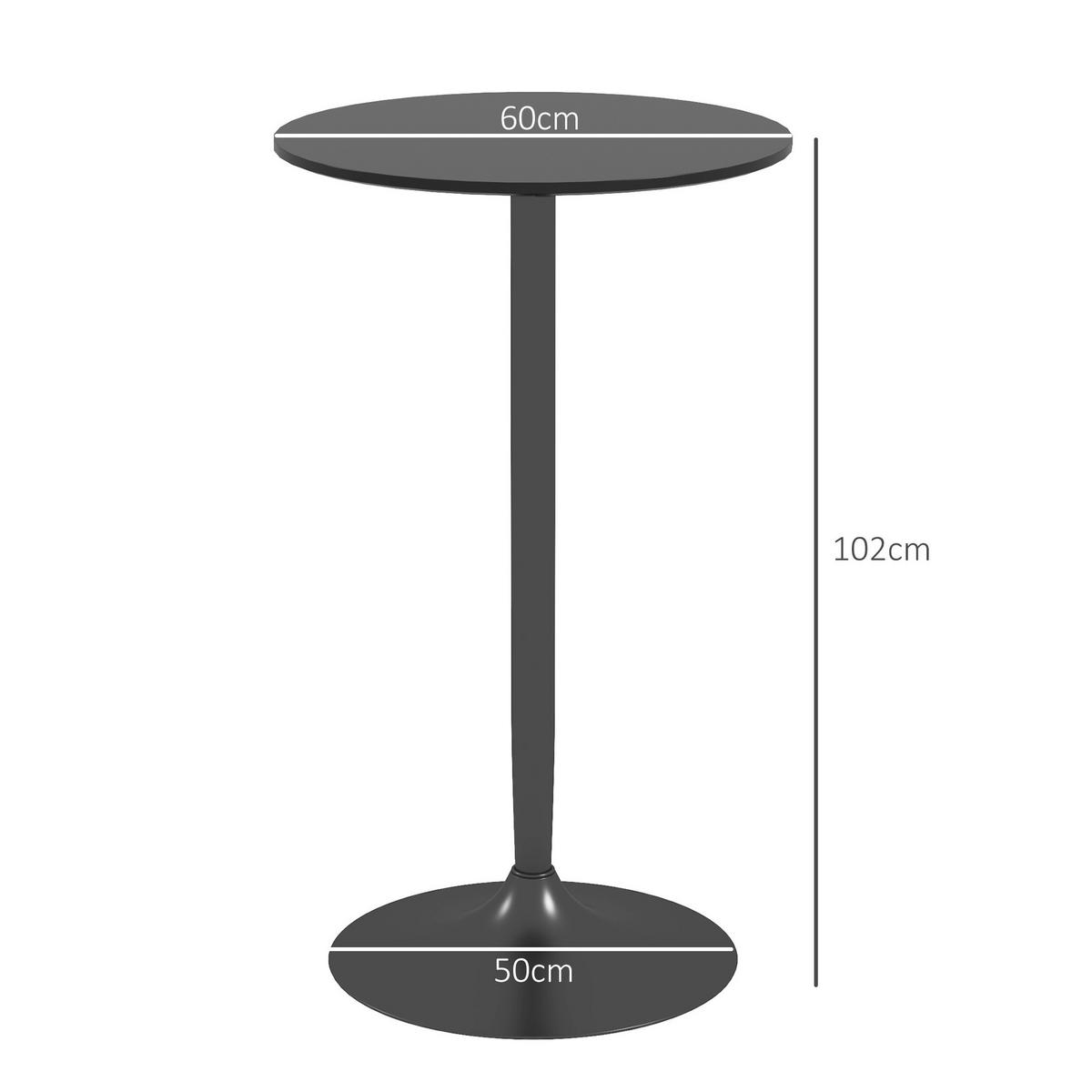 BARTISCH Stehtisch Esstisch Runder Tresentisch für Wohnzimmer, Ø60 x 102 cm - Schwarz, Kunststoff (60/102/60cm) - HOMCOM