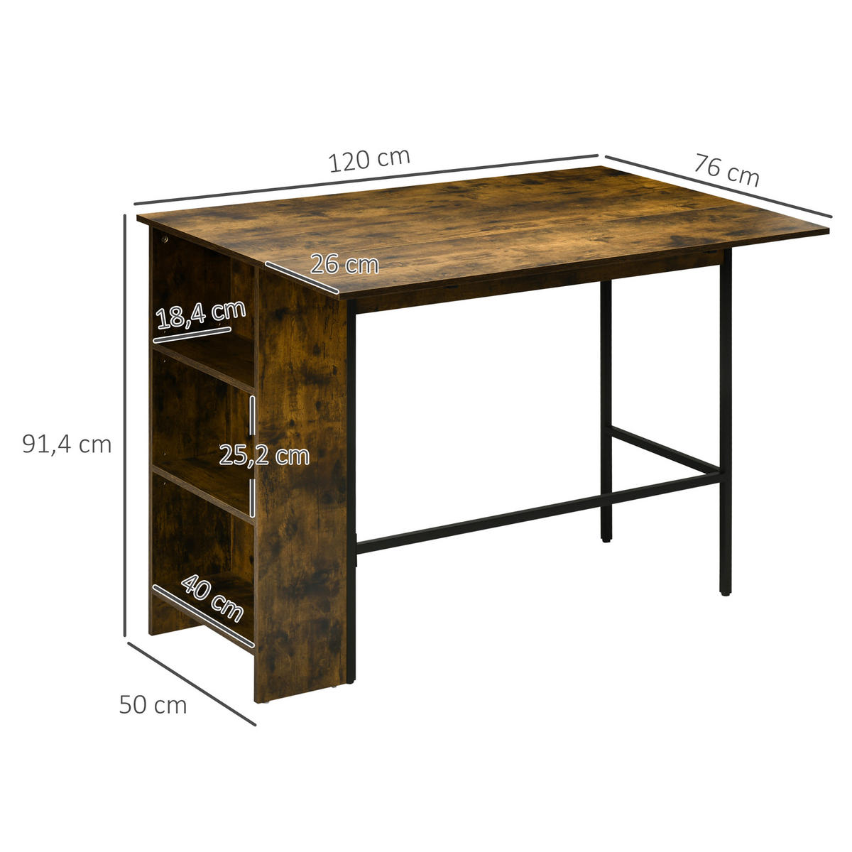 BARTISCH Rustikales Braun 1 Stück - Braun, Kunststoff (120/76/91.4cm) - GiPP