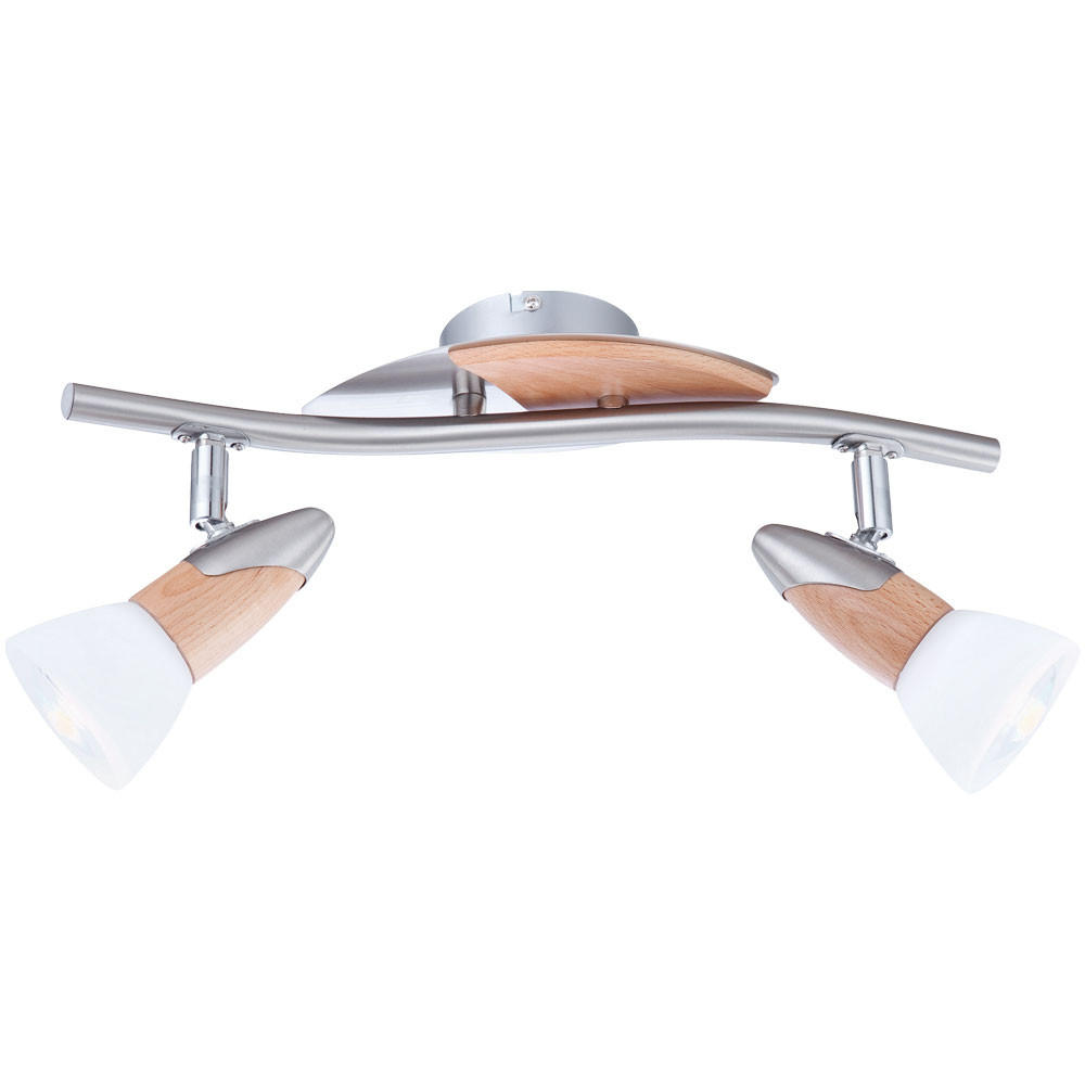 LED DECKENLEUCHTE LORD II Holz Silber - Silberfarben, Glas (38.5/17.2/17.5cm)