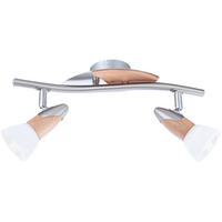 LED DECKENLEUCHTE LORD II Holz Silber - Silberfarben, Glas (38.5/17.2/17.5cm)