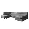 WOHNLANDSCHAFT Olettio Grau 342/205/96 cm – großes Sofa mit Schlaffunktion L - Schwarz/Grau, Holz/Textil (205/96/342cm) - AX Living