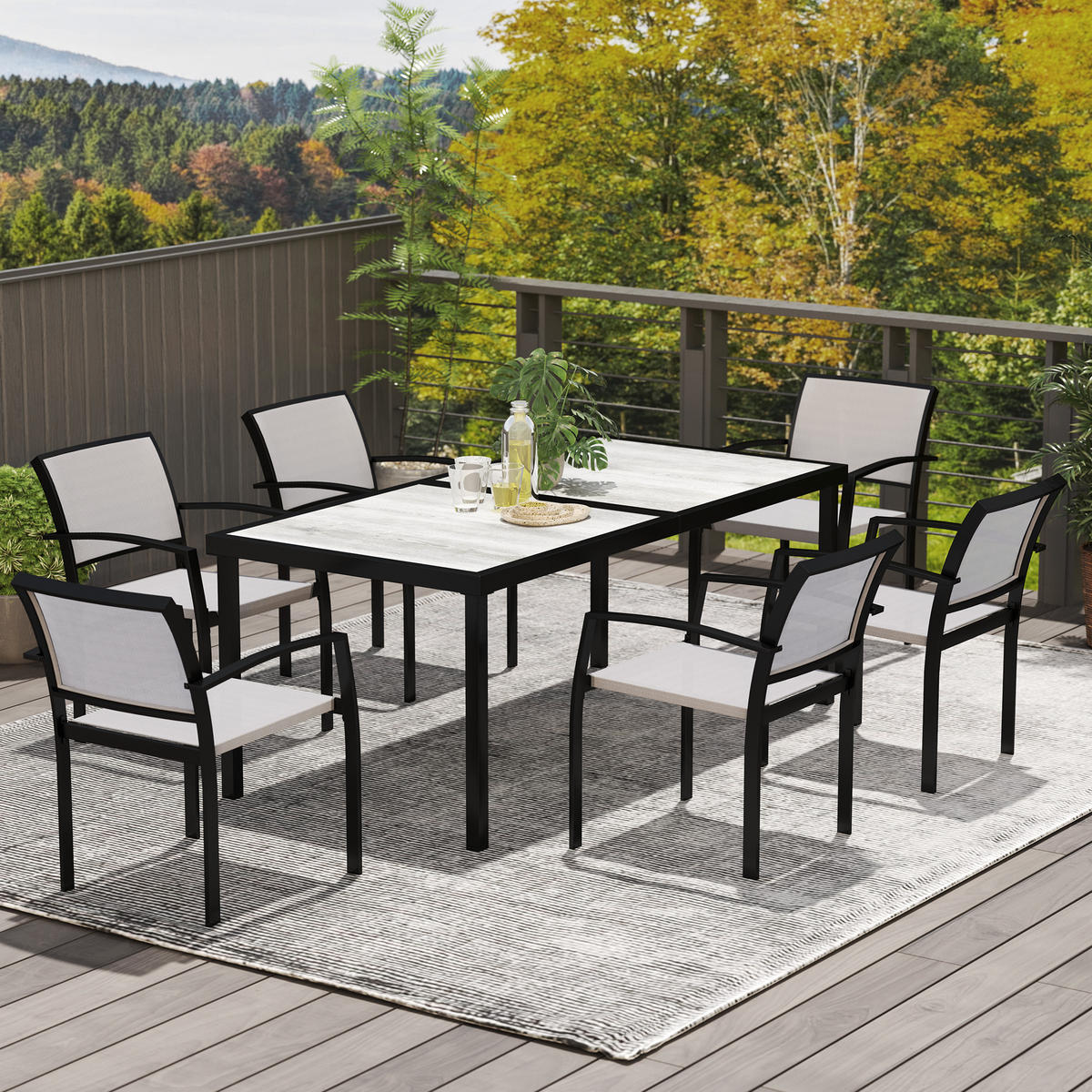 SITZGRUPPE 7 tlg. Essgruppe Grau - Grau, Metall - Outsunny
