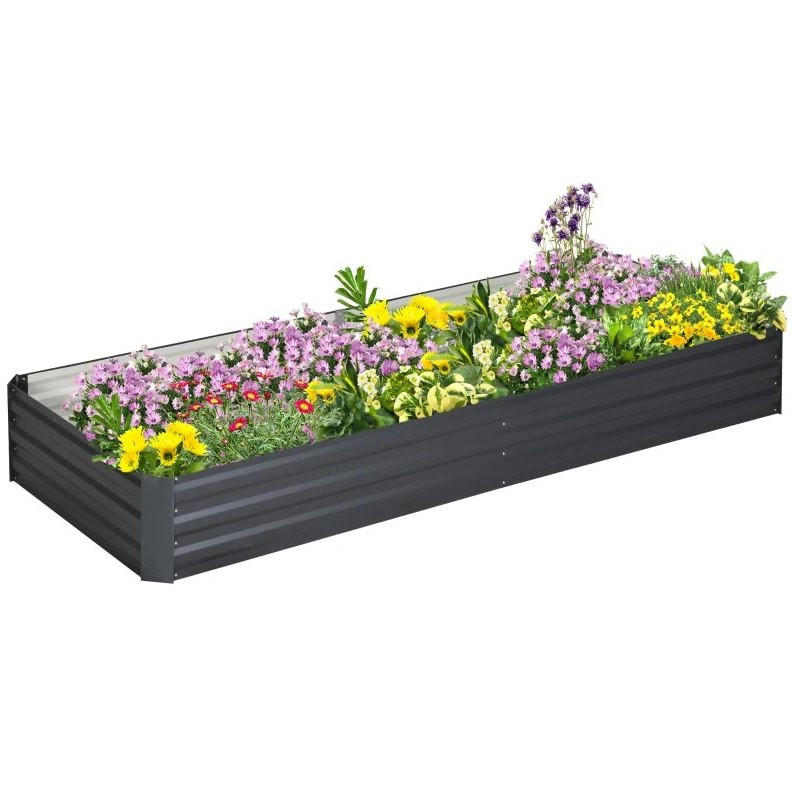 BLUMENKASTEN aus Metall 241/90,5/30 cm – wetterfest für Außenbereich - Grau, Metall (90.5/30/241cm) - BEAOK