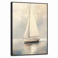 LEINWAND Bilder mit Rahmen - Segelschiff - Meer - Bewölkt - 60x80 - Creme, Textil (60/80cm) - MuchoWow