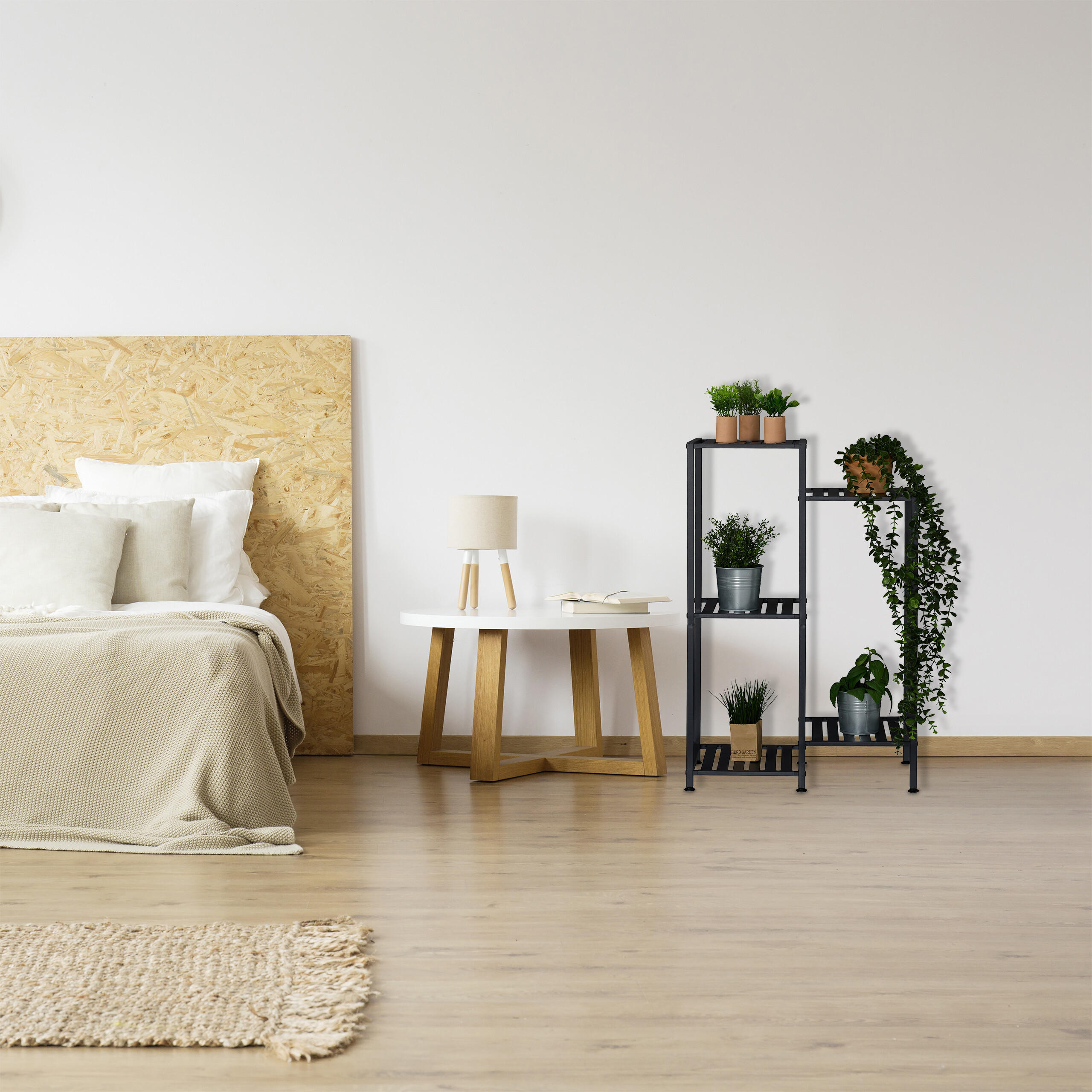 BLUMENREGAL - Schwarz, Metall (55/81/28.5cm) - Relaxdays