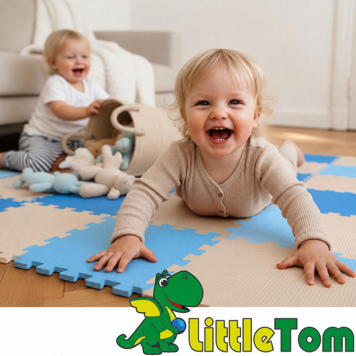 SPIELMATTE ab Null 270/90 cm Puzzlematte Hellblau - Blau, Kunststoff (30/30cm) - Littletom