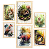 POSTER Set Mit 6 Lebewesen Illustrationen Von Tieren In Naturlandschaften, Realistischer Aquarellstil Innenarchitektur A3 & A4 Rahmen Aus Hellem Holz - Beige, Papier (29/3cm) - Nacnic