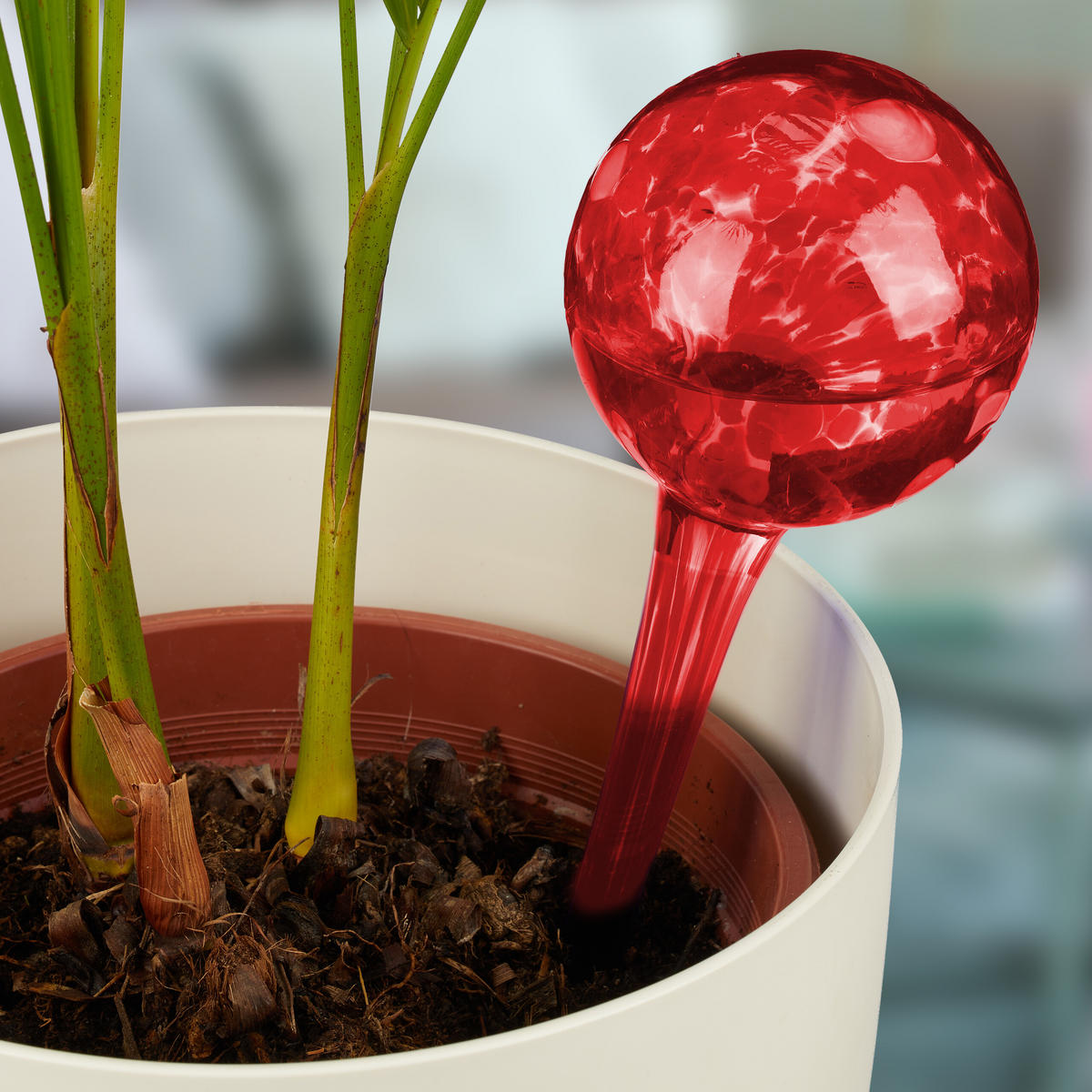 2XBEWÄSSERUNGSKUGEL - Rot, Glas (9/30/9cm) - Relaxdays