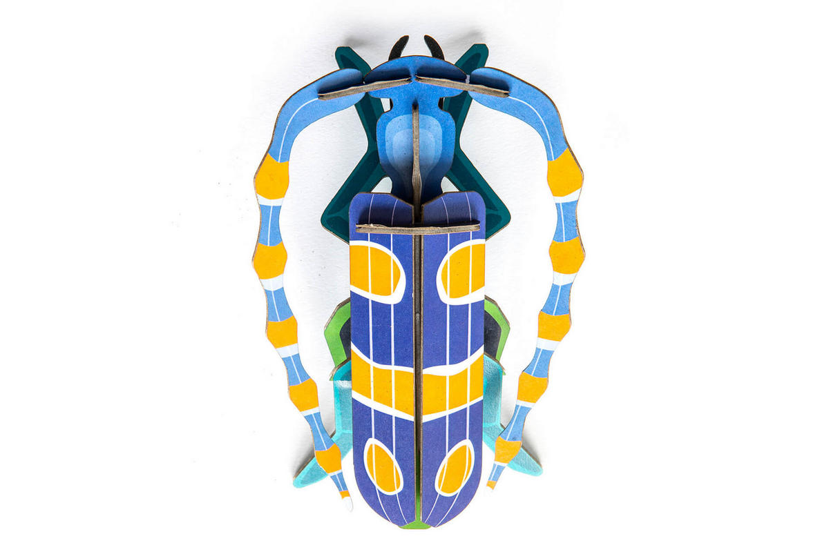 WANDDEKO Rosalia-Käfer 10/5 cm - Blau, Wellpappe (10/5/15cm) - KUNSTLOFT