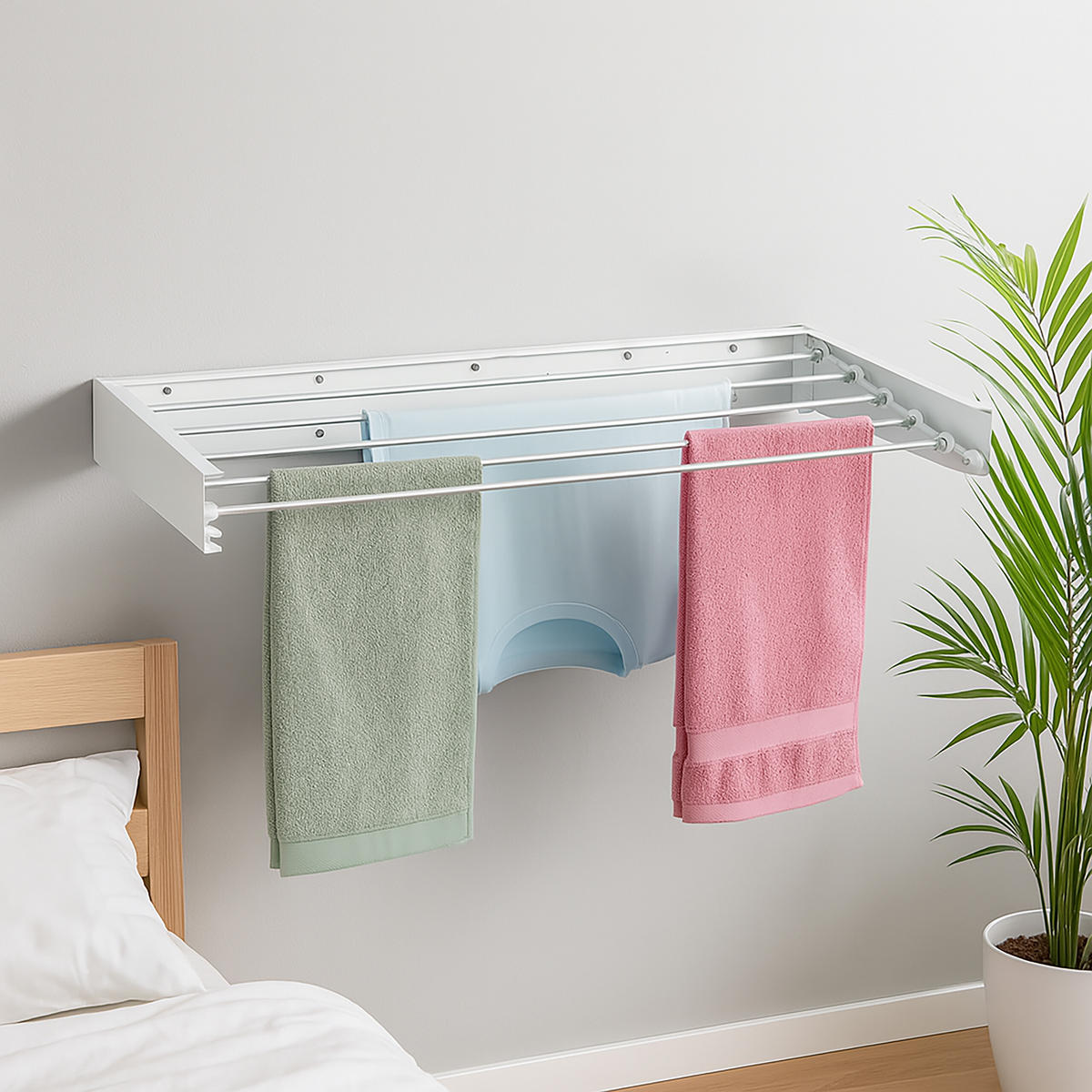 NÁSTENNÝ sušiak na prádlo - viacfarebná, kov (80/10/40cm) - Relaxdays