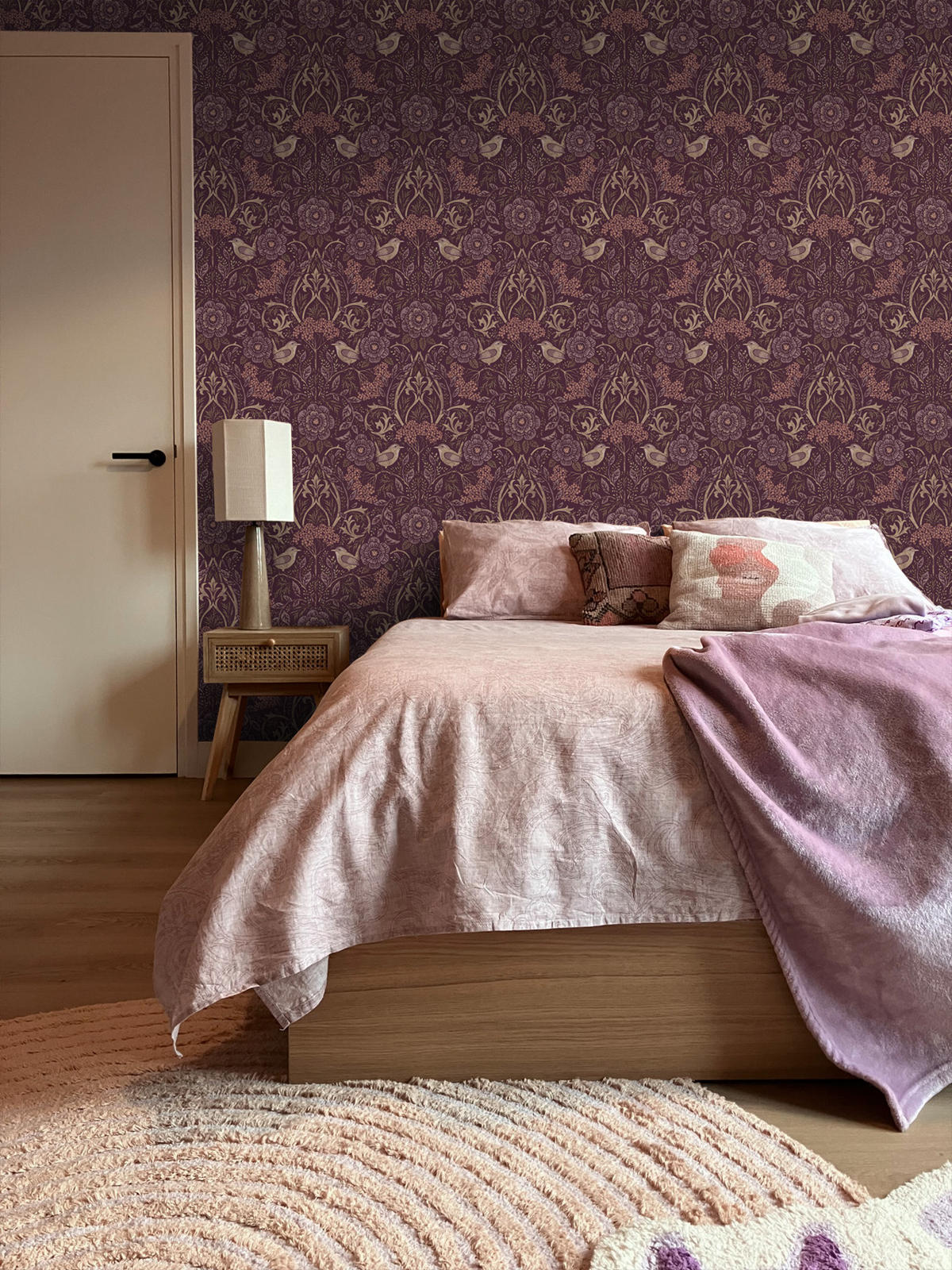 TAPETE Blumen und Vögel im Jugendstil 50 x 900 cm - Lila, Papier (50/900cm) - ESTAhome