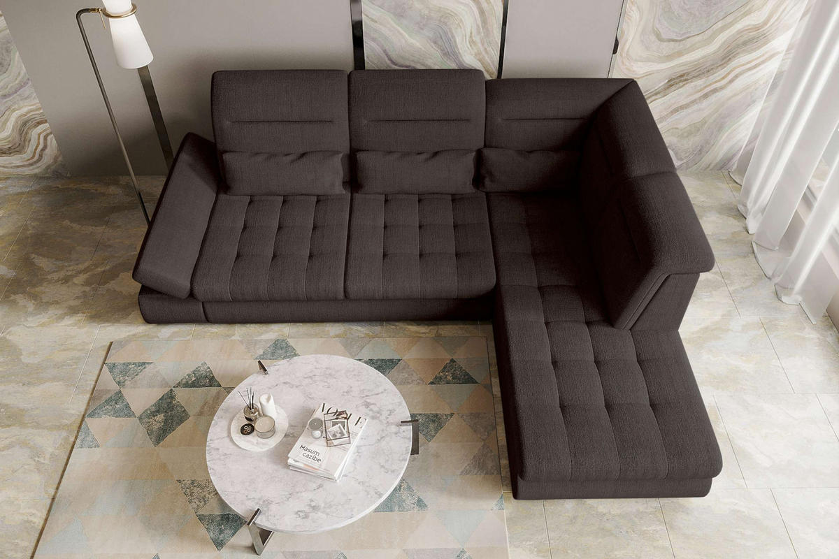 ECKSOFA Toscana Velours inkl. Schlaffunktion - Braun, Textil (279/227cm) - 99rooms