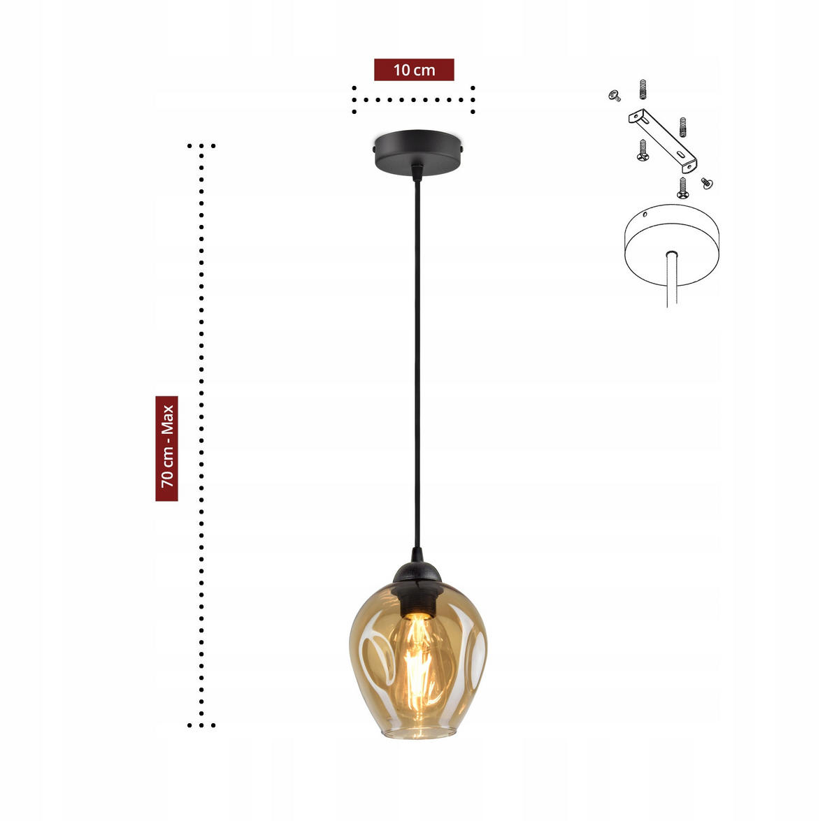 PENDELLEUCHTE Hegel - Transparent/Schwarz, Glas/Metall (15/15/80cm) - kiki design