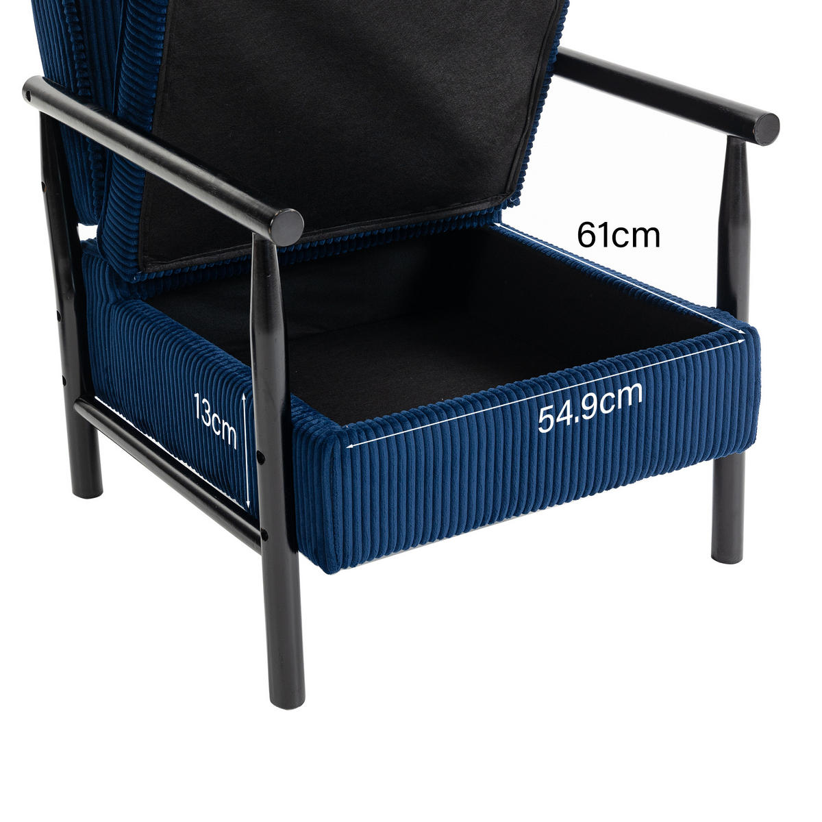 SESSEL Samt Blau mit Lendenkissen und Ablage - Blau, Holzwerkstoff/Textil (93/73/66cm) - WISHDOR