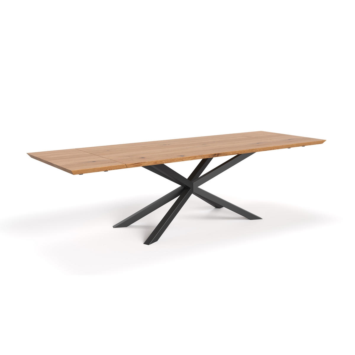 TISCH Ausziehbar Lumina aus massivem Eichenholz 200x90 cm + Tischverlängerungen 2x50 cm - Eichefarben/Schwarz, Holz/Metall (200/90/75cm) - Danzz