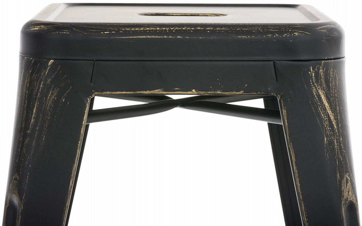 SITZHOCKER 4er Set Arvida schwarz-gold - Schwarz, Metall (40/46/40cm) - TPFLiving