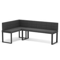 ECKBANK links SANA U Webstoff gesteppt, 142/196 cm Anthrazit - Anthrazit, Textil/Metall (142/196cm) - Idohome