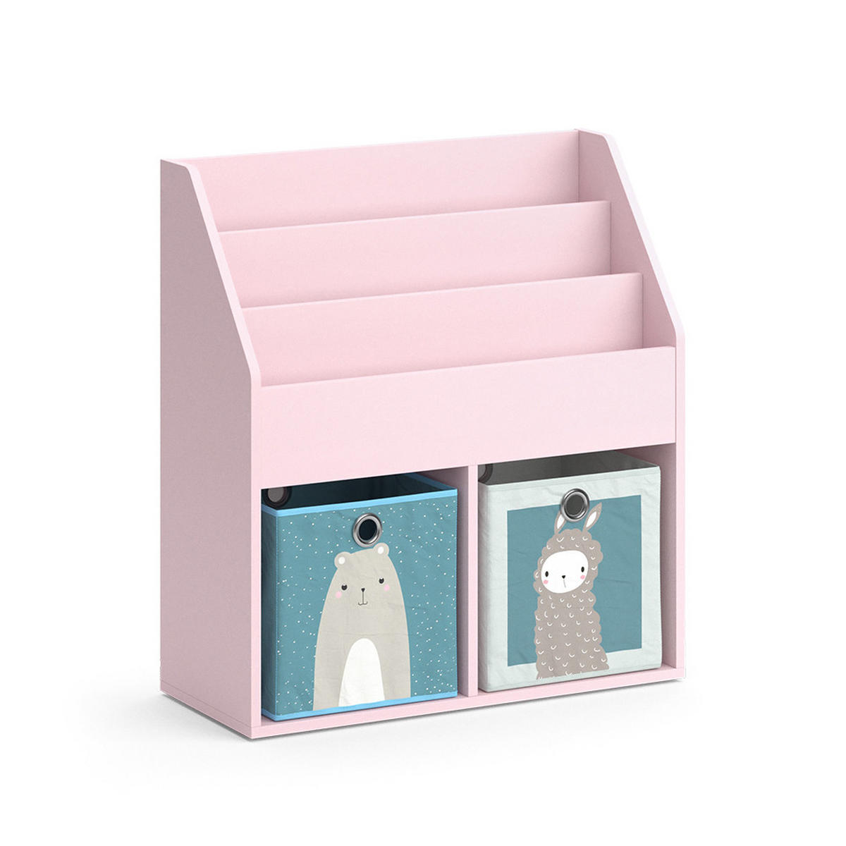 KINDERREGAL Luigi Rosa 72 x 79 cm mit 2 Faltboxen (Bär, Schaf) - Pink, Holzwerkstoff (72/79/30.7cm) - Vicco