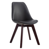 STUHL Lederlook Schwarz - Walnussfarben/Schwarz, Holz/Textil (48/84/55cm) - CLP