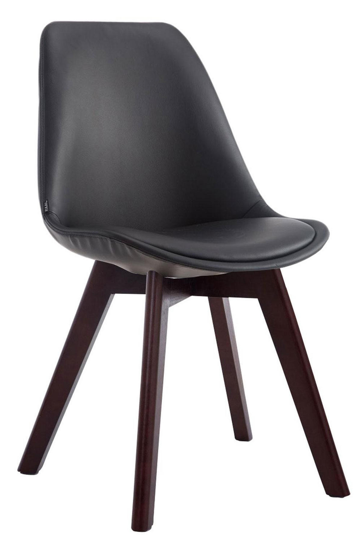 STUHL Lederlook Schwarz - Walnussfarben/Schwarz, Holz/Textil (48/84/55cm) - CLP