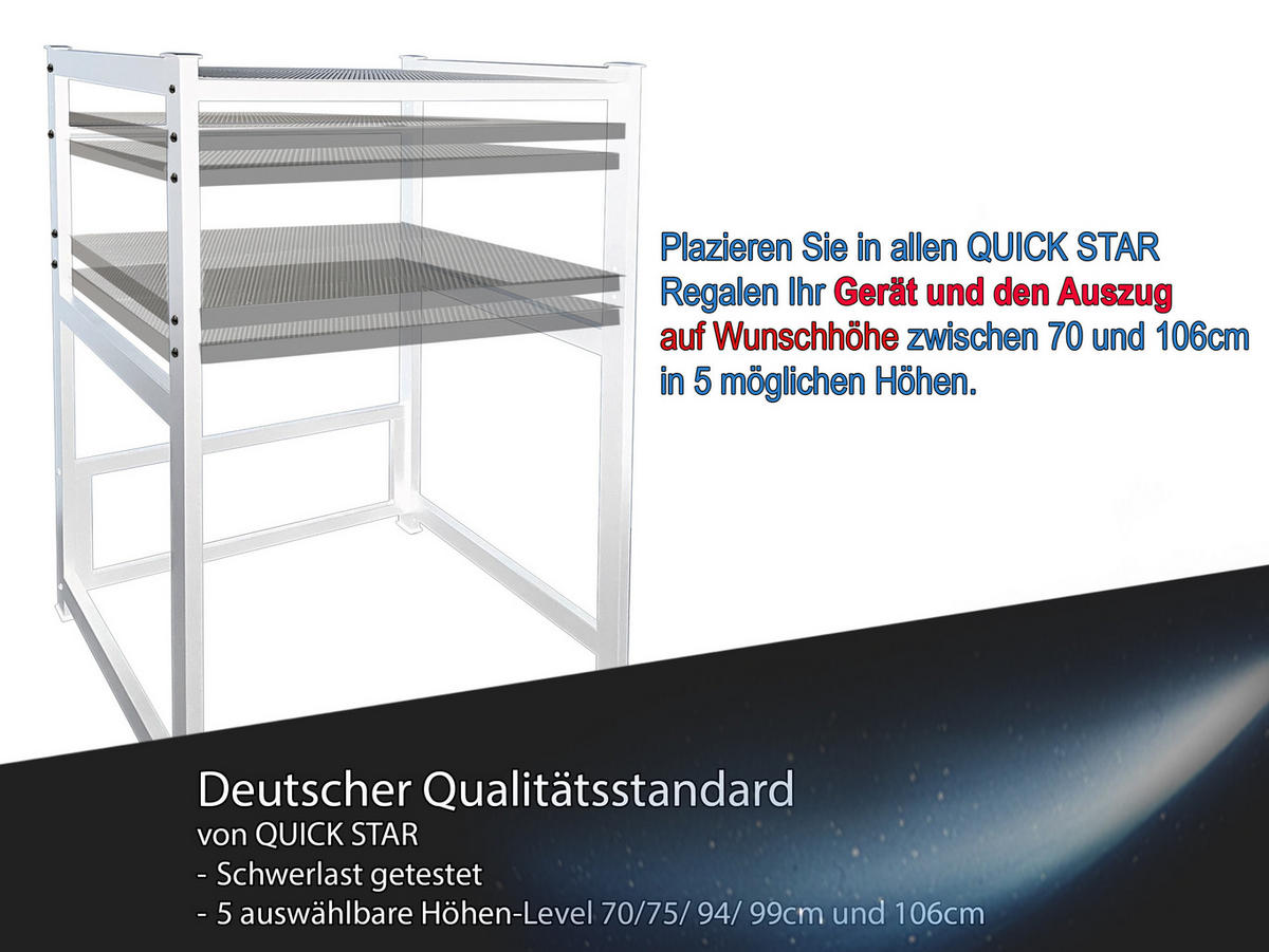 WASCHMASCHINENREGAL 73x64x110 cm - Weiß, Metall (73/110/64cm) - QUICK STAR