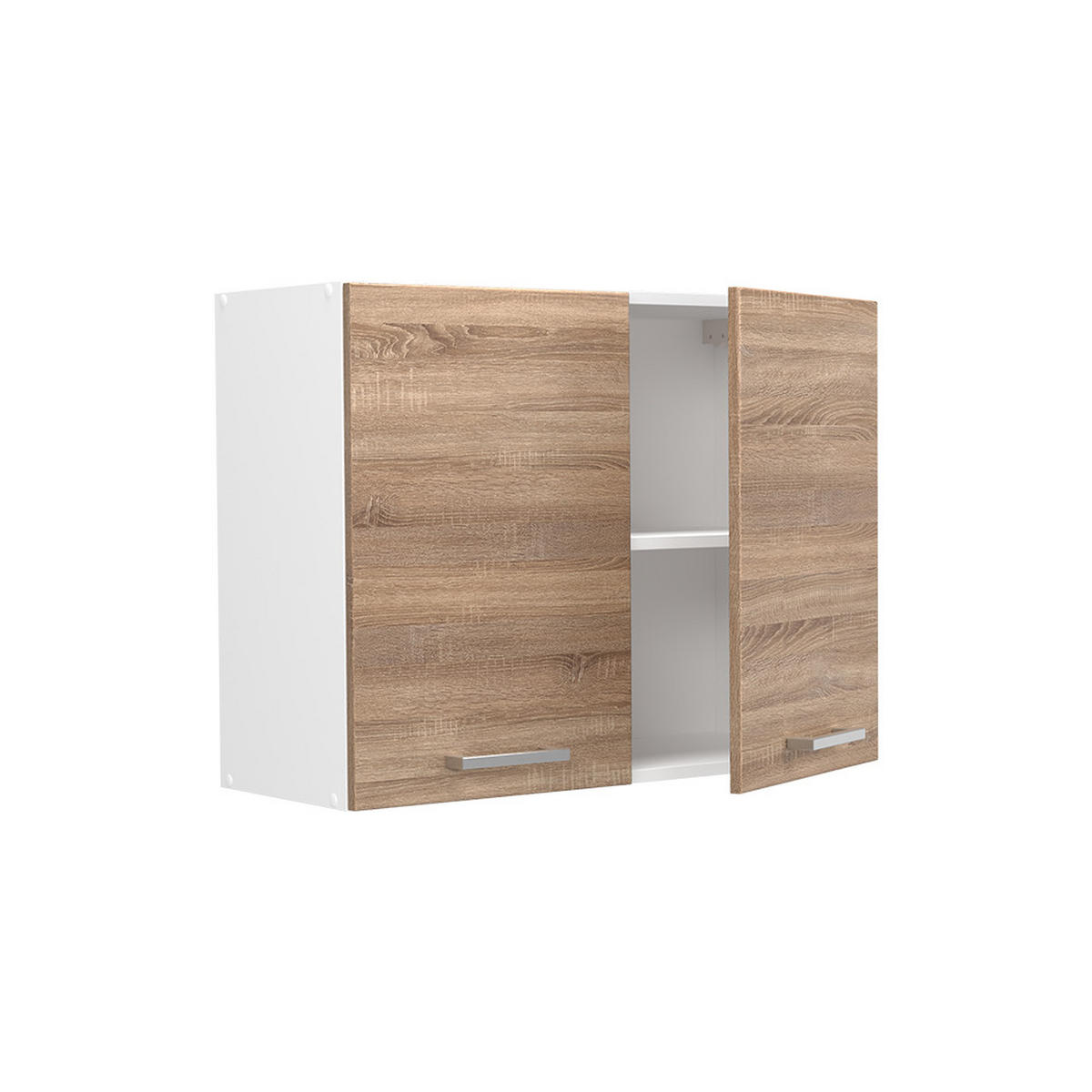 STEKLENA KUHINJSKA OMARICA R-Line, Sonoma/Bela, 80 cm - bela/hrast sonoma, leseni material (80/60/31cm) - Vicco