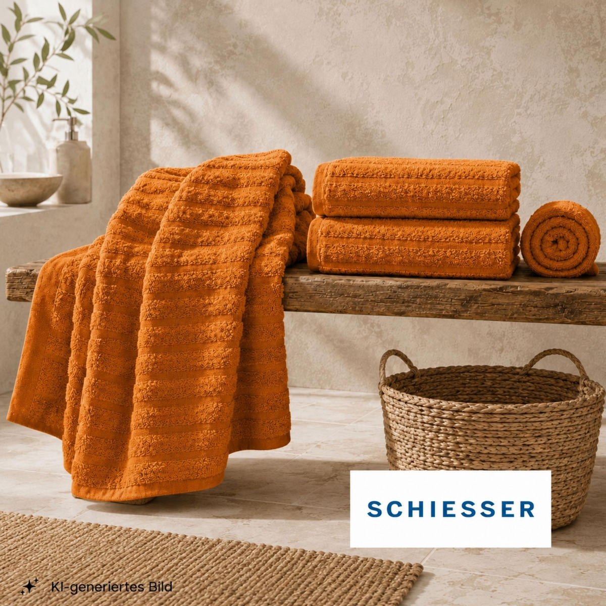 DUSCHTUCHSET Neapel 2-teilig - Terracotta, Textil (70/140cm) - SCHIESSER
