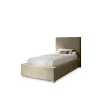 POLSTERBETT Aura 100x200 cm, Einzelbett mit Bettkasten und Lattenrost aus Holz, Velourstoff: Hellbraun - Hellbraun, Holz/Kunststoff (100/200cm) - Marpur