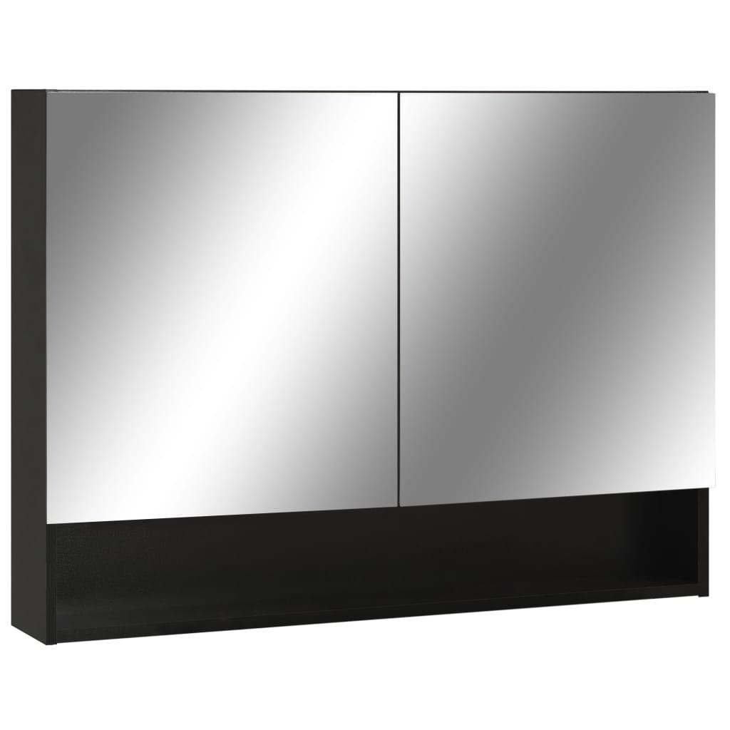vidaXL Led-Spiegelschrank Schwarz 60x60x15 cm
