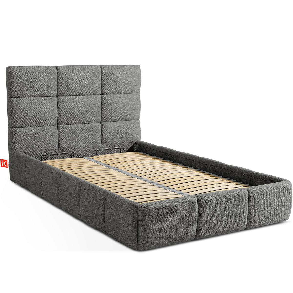 POLSTERBETT ALTOS Einzelbett, Bouclé, dunkelgrau - Dunkelgrau, Holz/Holzwerkstoff (120/200cm) - KONSIMO®