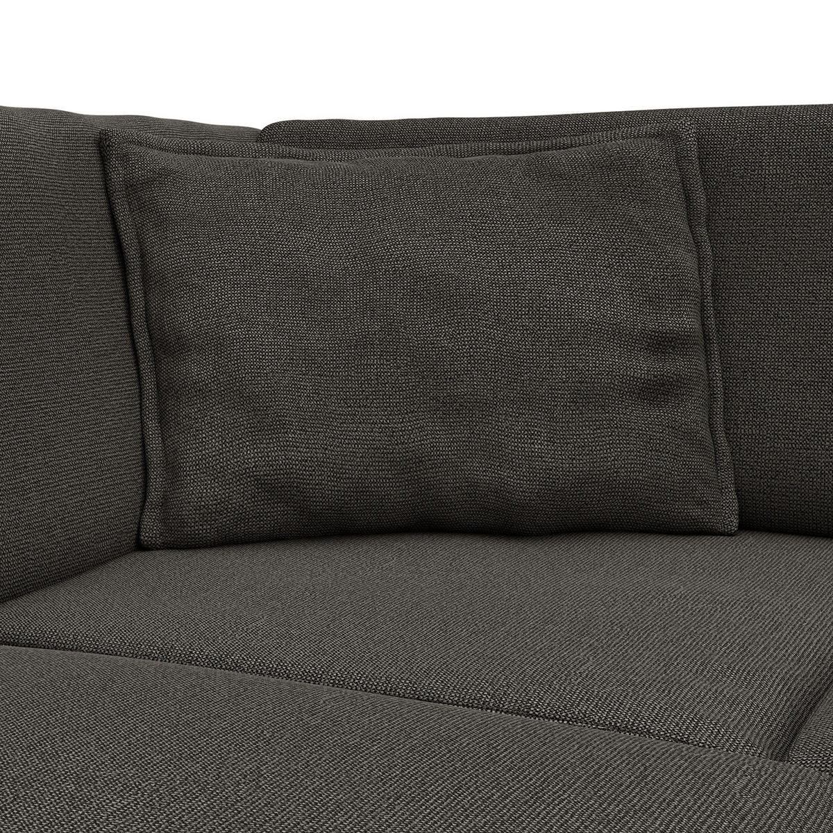 ECKSOFA mit Ottomane - Anthrazit/Schwarz, Kunststoff/Textil (328/272cm) - home24