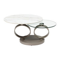 COUCHTISCH mit drehbaren Tischplatten - Keramik & Glas Weiß Marmor-Optik - JOLINE - Taupe, Glas/Keramik (80/135/43cm) - Vente-Unique