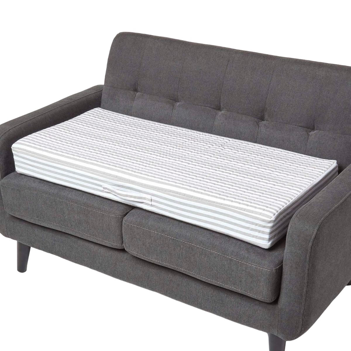 SOFA-AUFLAGE grau gestreift 100/50/10 cm – Sitzkissen orthopädisch - Weiß/Grau, Textil (100/50/10cm) - Homescapes